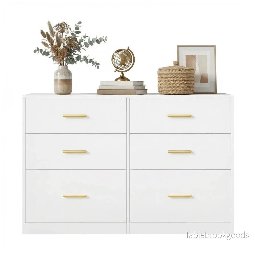 Commode - 6 Lades - Modern - 119 cm Breed - Wit - Bild 2