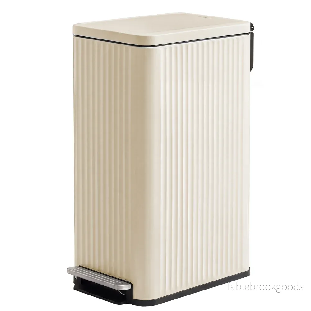 Pedaalemmer – 50 Liter – Soft-Close Deksel – Staal – Crème Pedaalemmer – 50 Liter – Soft-Close Deksel – Staal – Crème