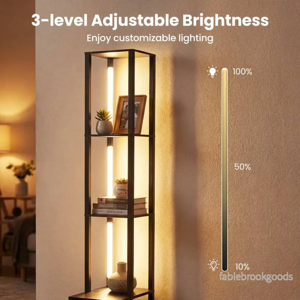 Golvlampa – med justerbar ljusstyrka modern stående sido bord – 43,5 x 26,5 x 169 cm – Svart - Bild 3