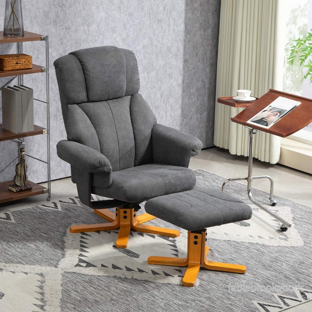 Liggstol med ottoman, 150 kg Max, mörkgrå, 79x80x104cm - Bild 2