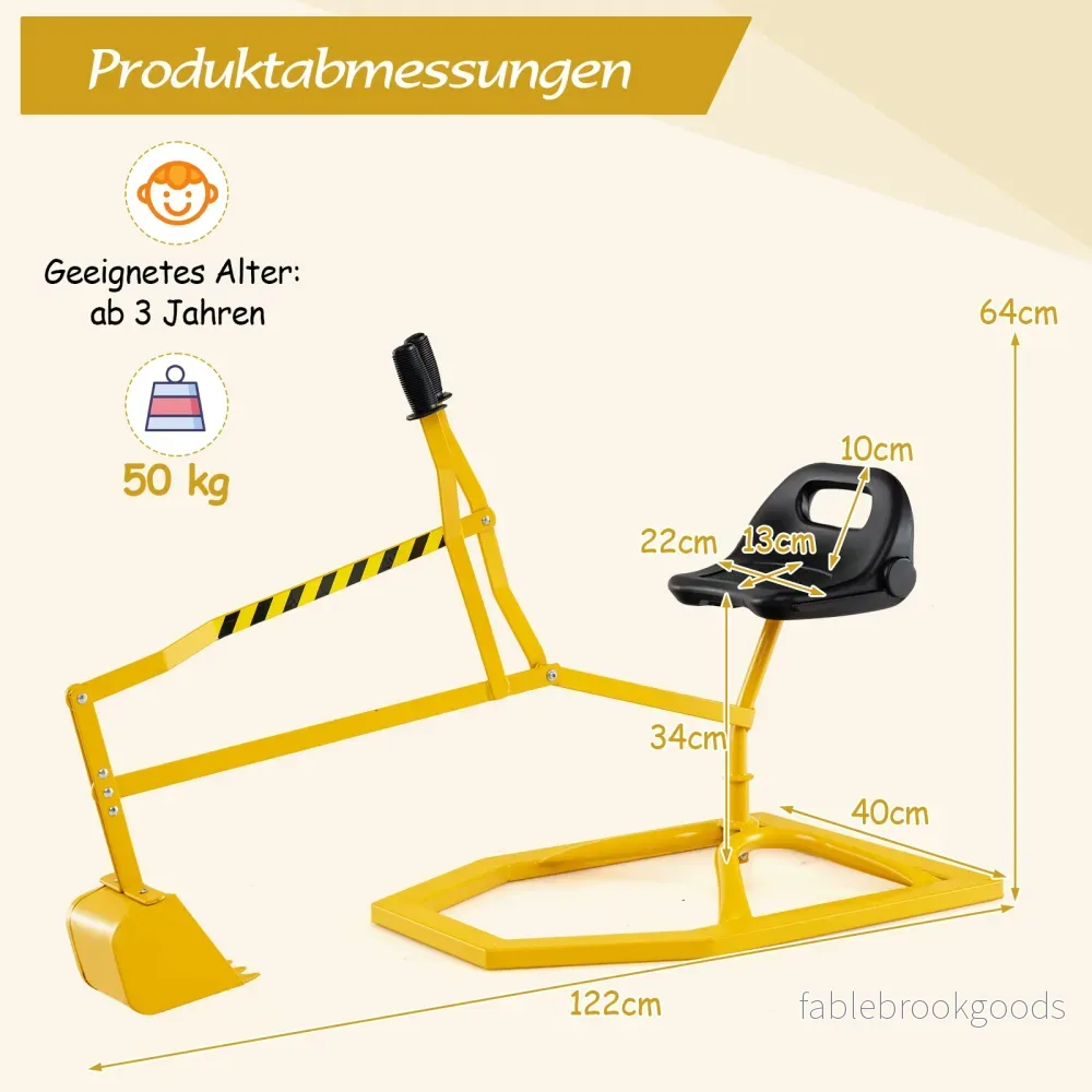 Sittgrävmaskin – 360° roter Grävare för att sitta på Sandlåda med skopa – Gul - Bild 2