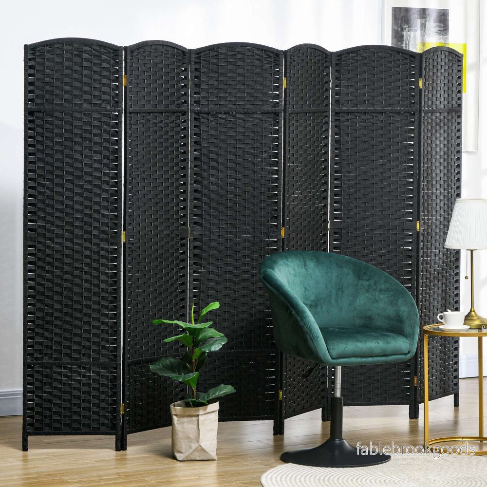 6-panels rumsavdelare, vikbar insynsskydd, insynsskydd för vardagsrum, sovrum, hemmakontor, svart - Bild 2