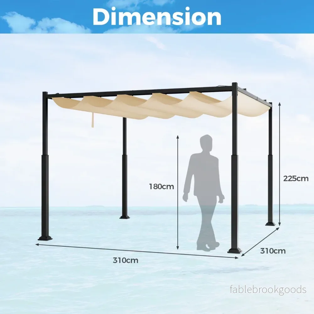 Pergola – med skjuttak, vattentät paviljong, vinterfast i – 3,1 x 3,1 m – Beige - Bild 2