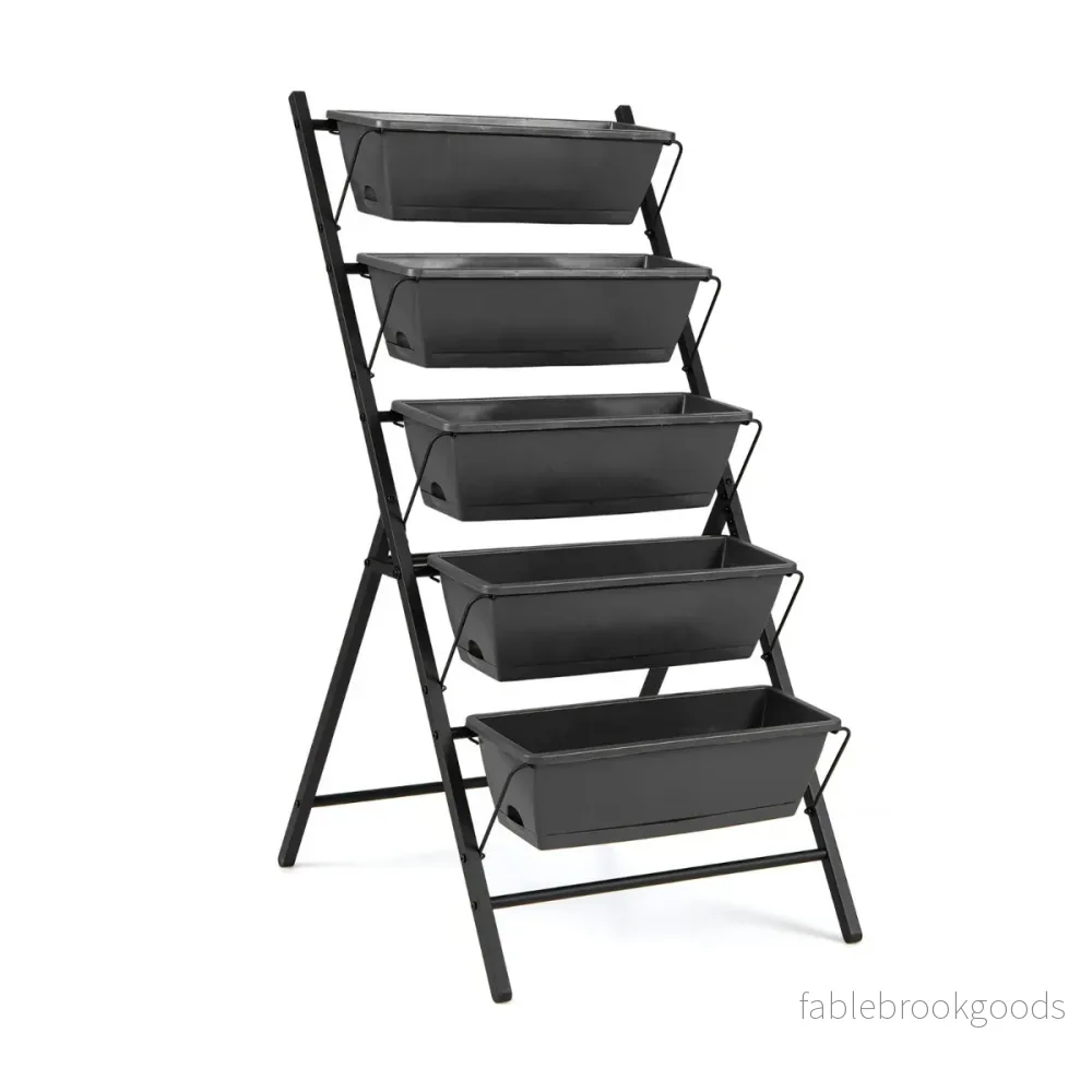 stegs – vertikalt odlingsbädd med uttagbara blomlådor – 5 5 – Svart