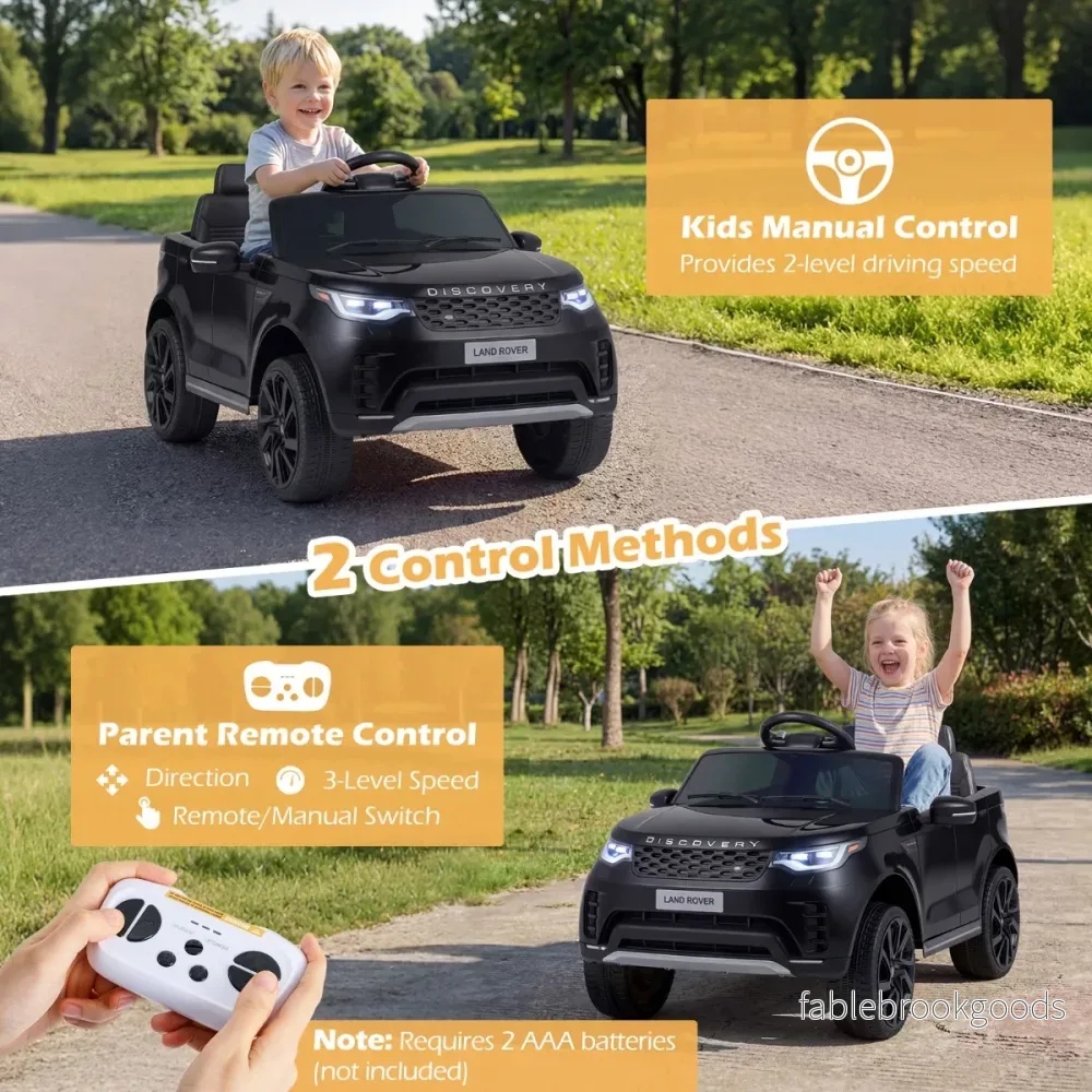 12V – Land Rover Barn Elbil Fjäderdrift LED Musik Trådlöst från år – 3 – Svart - Bild 3