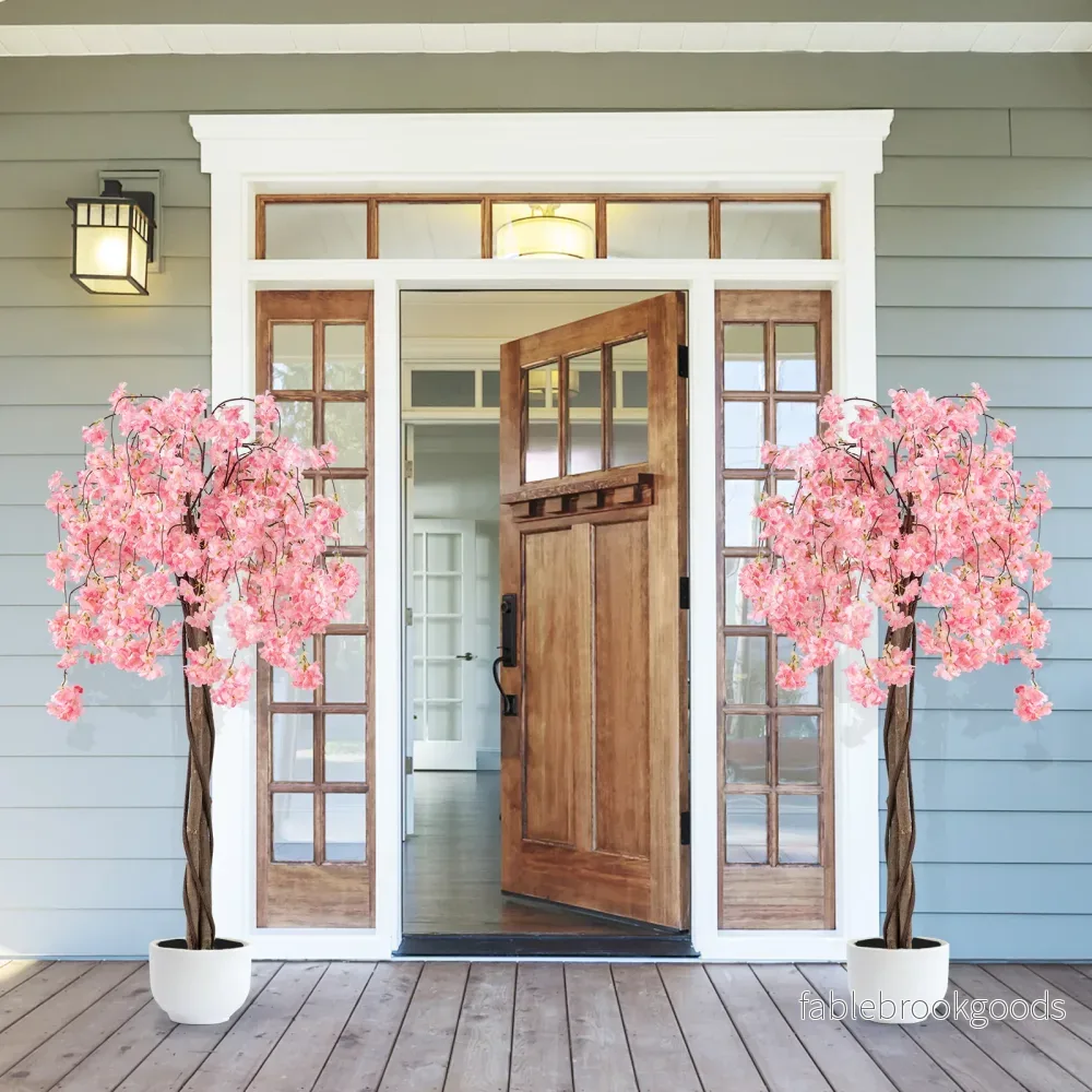 Konstgjord – körsbärsblomma i kruka, konstblomma med blommor, – 163 cm – Rosa - Bild 3