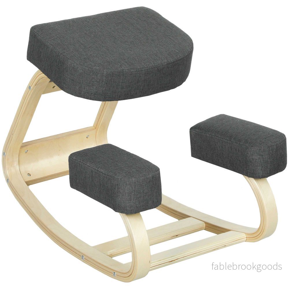 Ergonomisk knäböjstol, björkträ, 120 kg kapacitet, mörkgrå