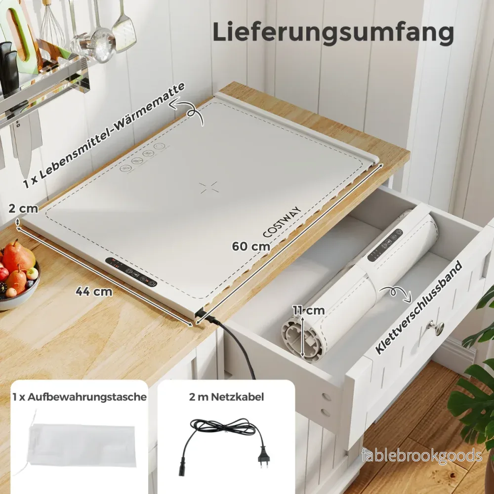 Elektrisk – värmematta rullbar värmehållningsplatta silikon matvärmare för livsmedel – Vit - Bild 2