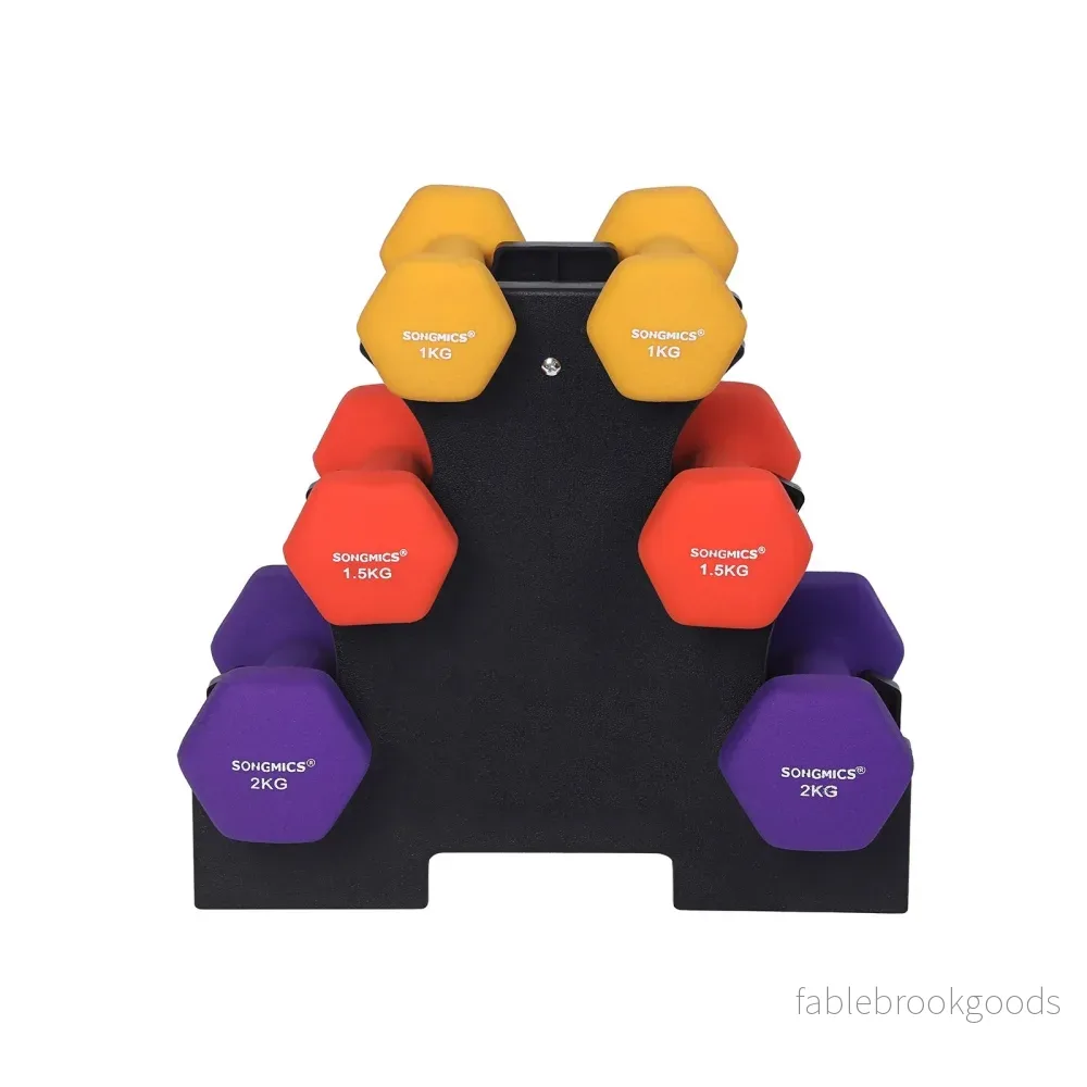 Hantelset – Hantlar med hållare – Set om 6 – Gul, Orange, Lila - Bild 2