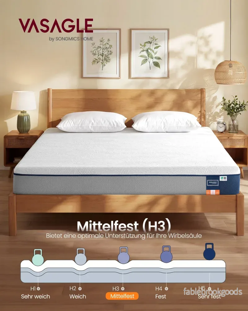 Matras - 160 x 200 cm - gel-traagschuim - middelhard - 20 cm dik - blauw - 17,5 kg - Bild 2