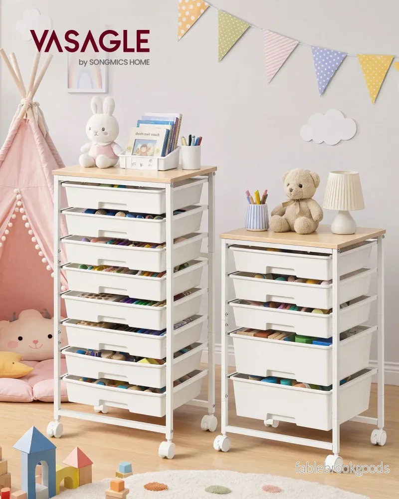 Rolwagen - Met Schuifladen op Wielen - Wit - 39,5 x 28,5 x 76,5 cm - Bild 2