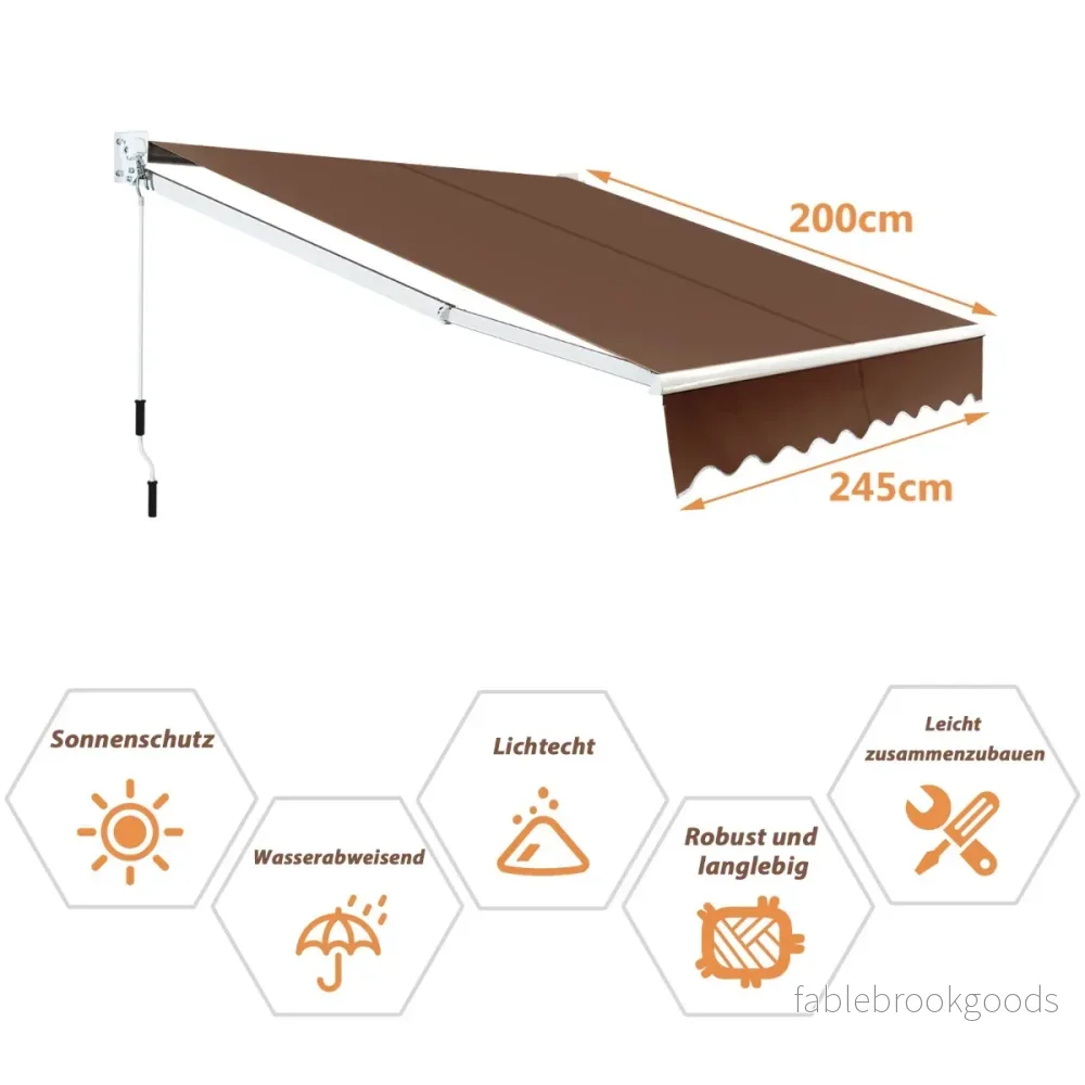 Gelenkarmmarkis – med UV och vattentåligt material vev solmarkis – 2,5 x 2 m – Brun - Bild 2