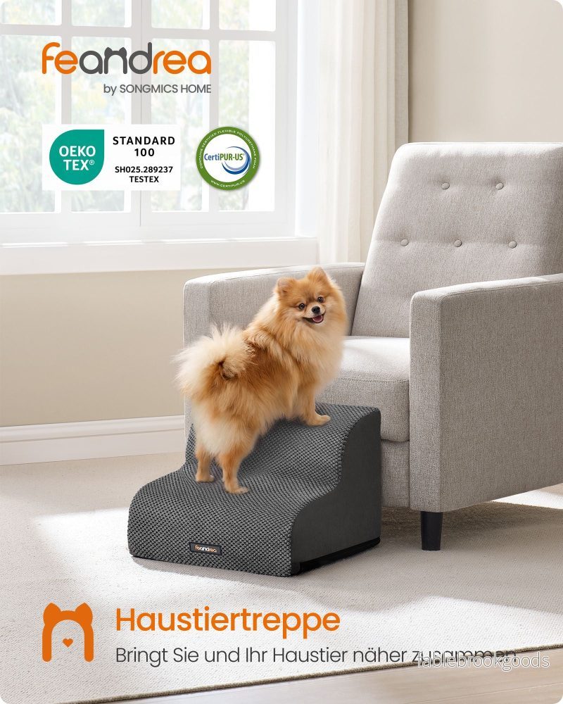 Hondentrap - Met Antislip Treden - Voor Kleine Honden - Leigrijs - 40 x 40 x 30 cm - Bild 2