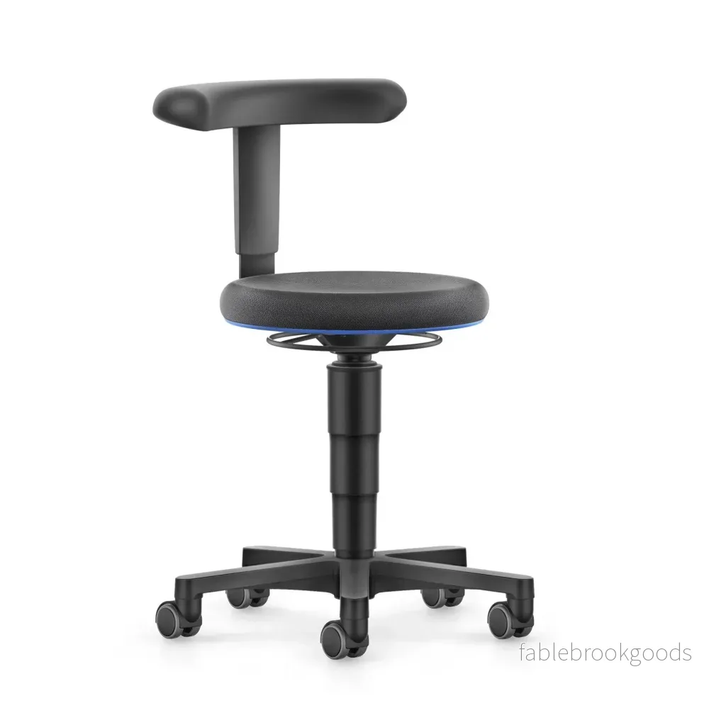 Stool – justebart ryggstöd, svart tyg Stool – justebart ryggstöd, svart tyg
