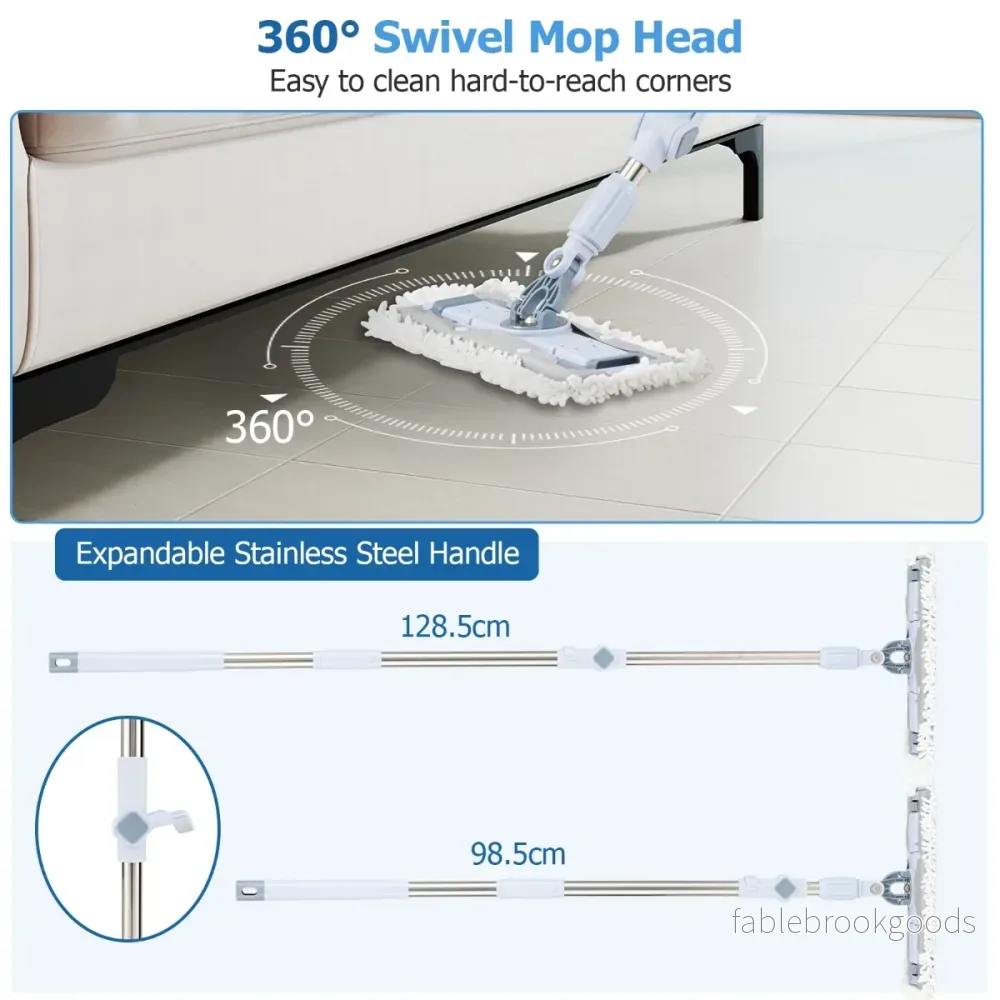 Mopping – och hink set med runda överdrag rektangulära – 7 1 – Blå - Bild 3