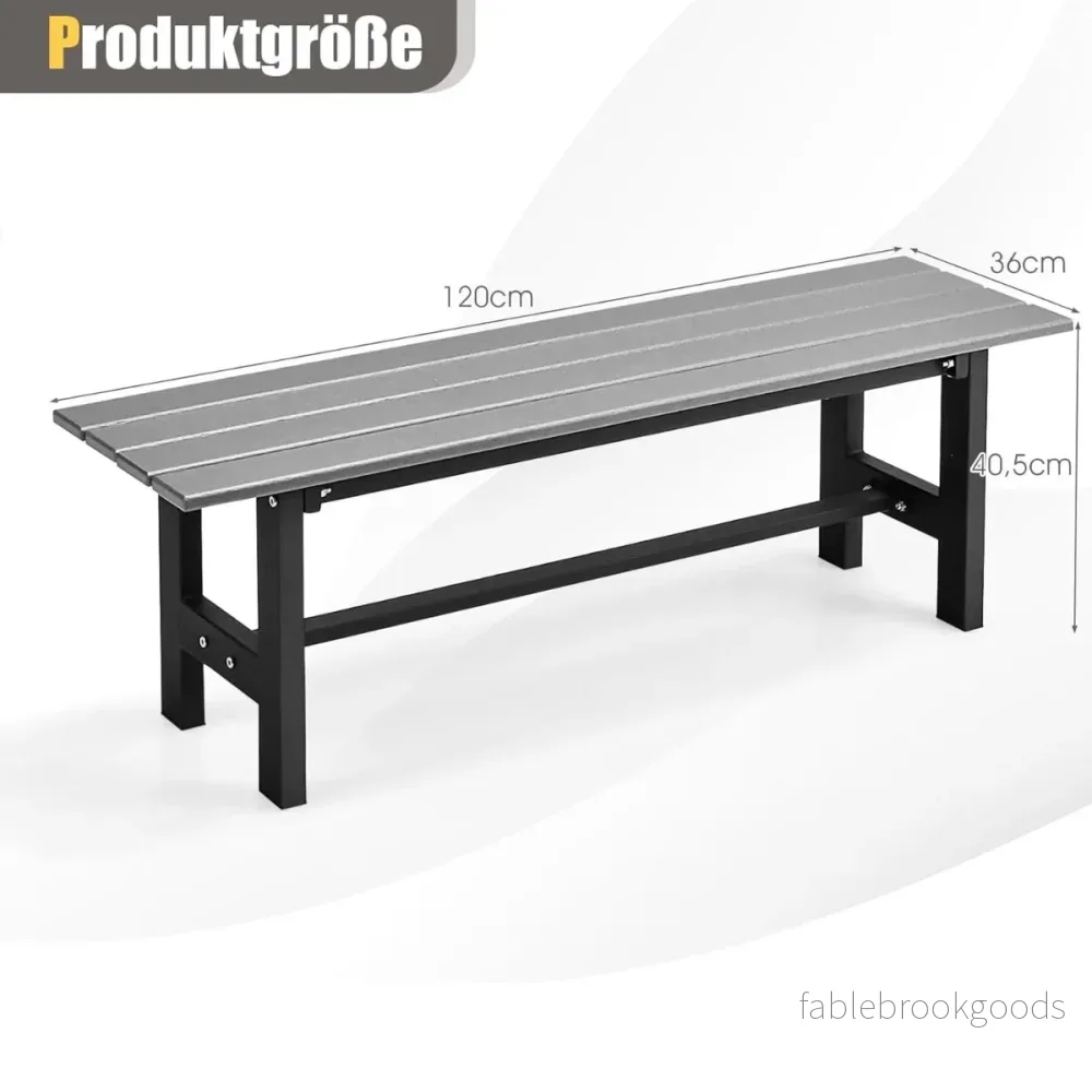 Trädgårdsbänk – för personer med lamellsäte upp till lastkapacitet – 2 300 kg 120 x 36 x 40,5 cm – Grå - Bild 2