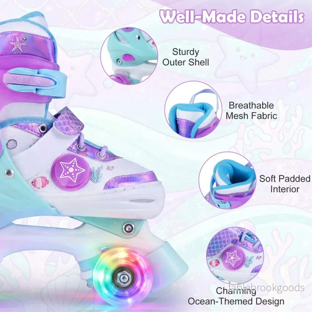 Barn – Rullskor Storlekar Justerbara Quad Skates Med Ljusande Hjul L (EU 37-41) – 4 – Blå - Bild 3