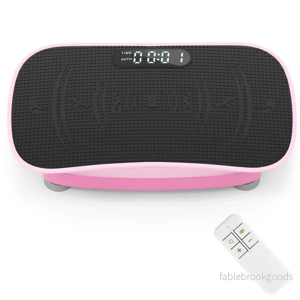 Vibrationsplatta – med Hastighetsnivåer och Fjärrkontroll Vibrationstränare LED Display – 10 – Rosa