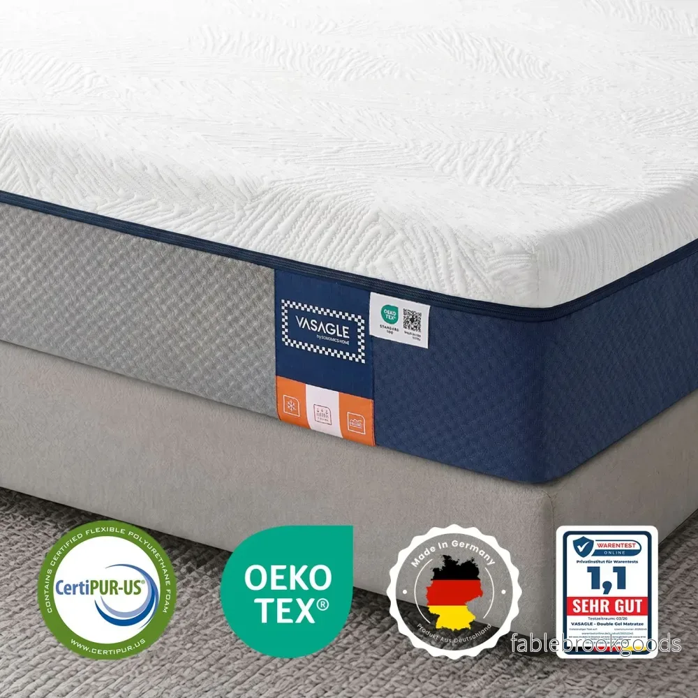 Matras - 140 x 200 x 25 cm - Gel Traagschuim - 7 Zones - Blauw