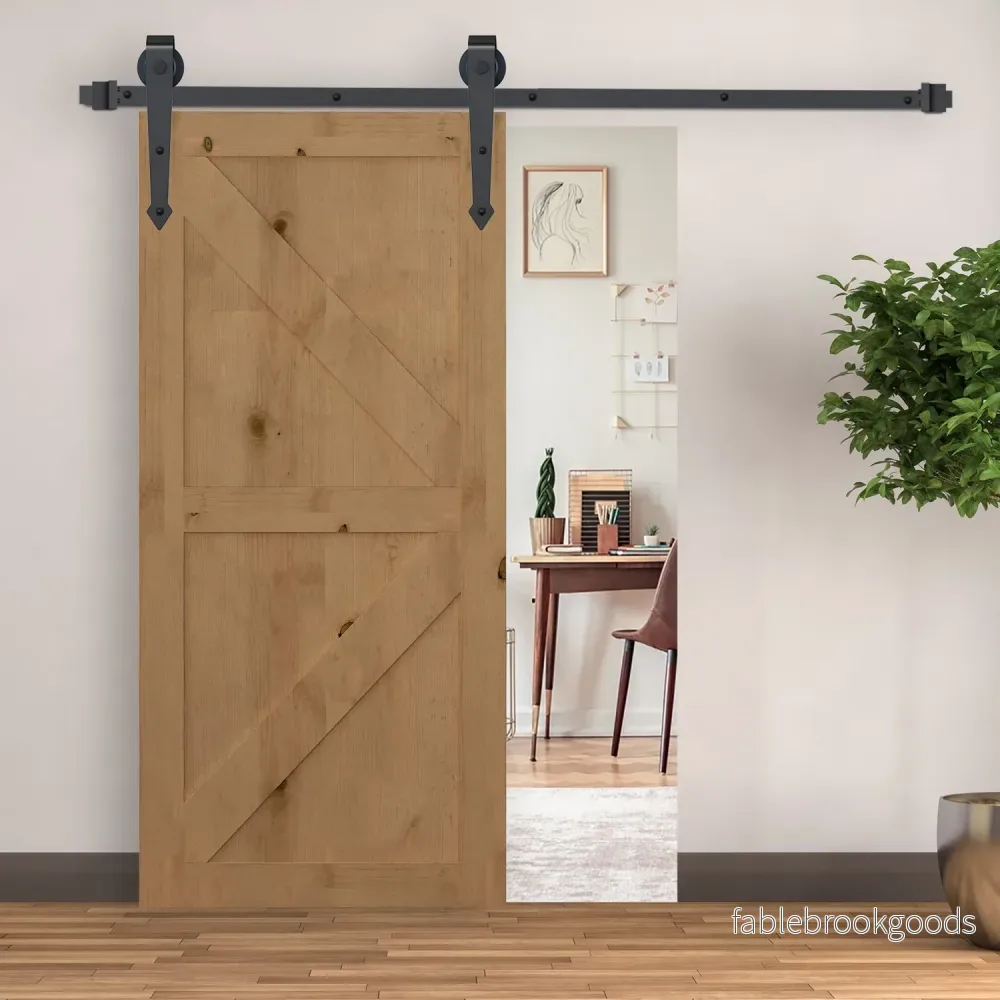 Skjutdörrsbeslagssats, kolstål, 200 cm, brun - Bild 2