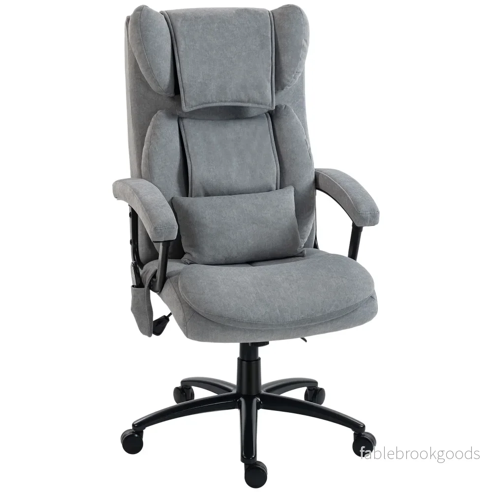 Ergonomisk massagestol med hög rygg, grå sammet