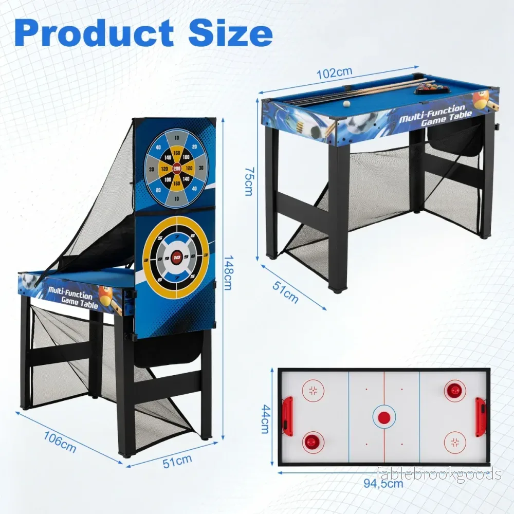 I – Kombi Speltavla Set Multi Med Billiard Hockey Bordtennis Basketboll Fotboll Skjuta Flipper Dart – 10 1 – Blå - Bild 2