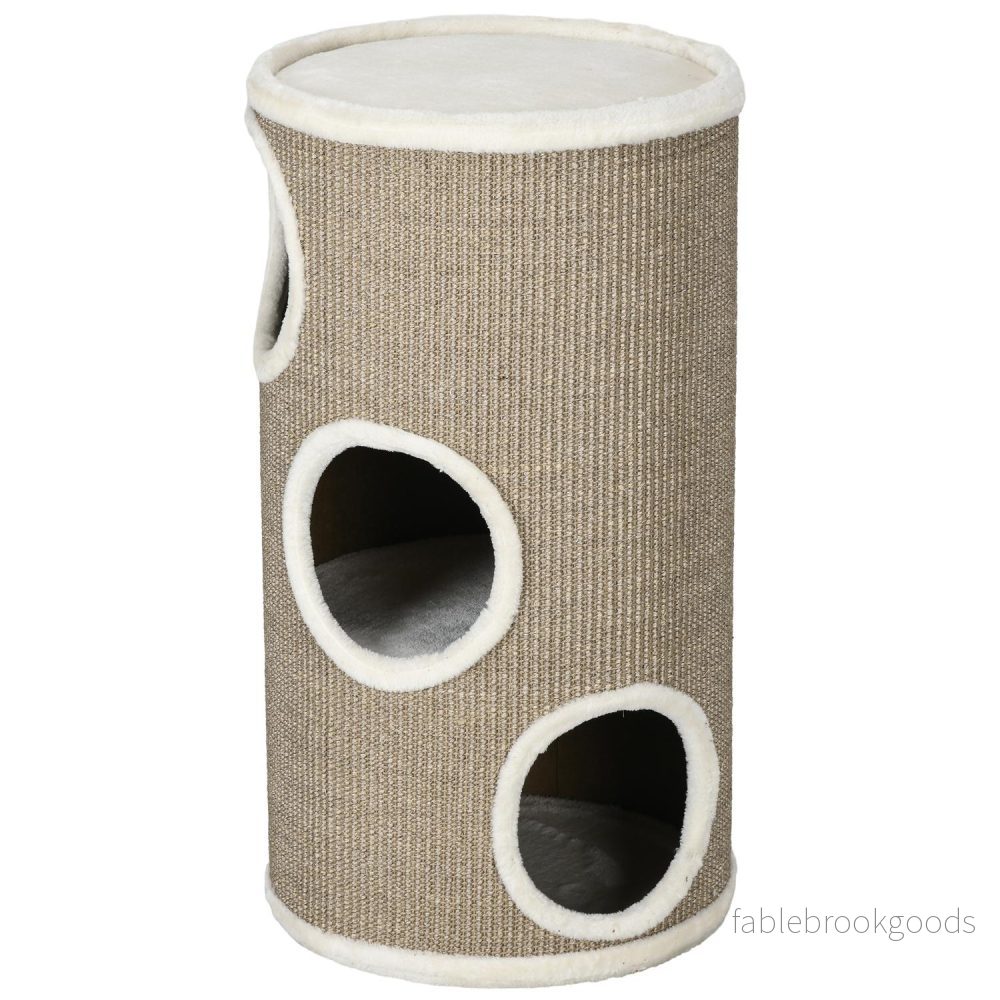 Cat Scratching Tower, 3 nivåer, sisal och plysch, 70 cm