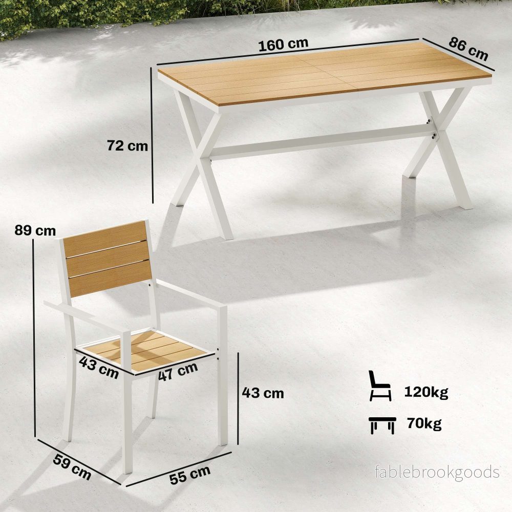 7-delad matgrupp för utomhusbruk, aluminiumram, teakfinish - Bild 3
