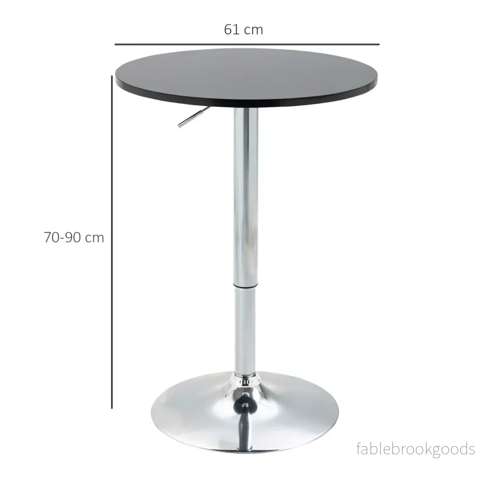 Justerbart rundstångsbord, roterande stål, svart Ø61cm - Bild 3