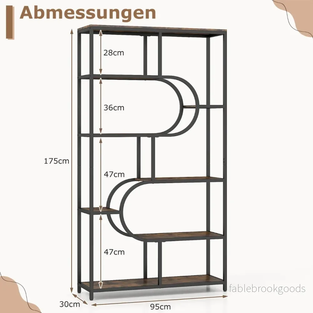 vånings – bokhylla med öppna hyllor Ställhylla Displayhylla och – 5 – Brun - Bild 2