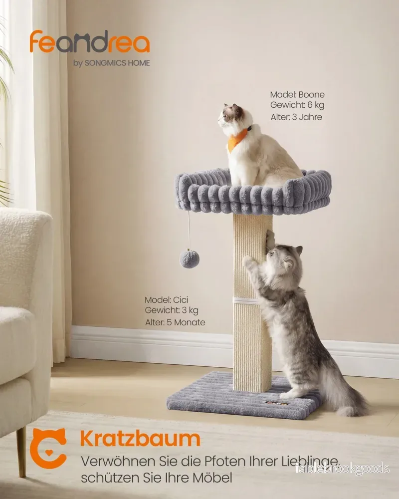 Krabpaal - 71 cm - Sisalpaal - Met Pluche Platform - Lichtgrijs - Bild 2
