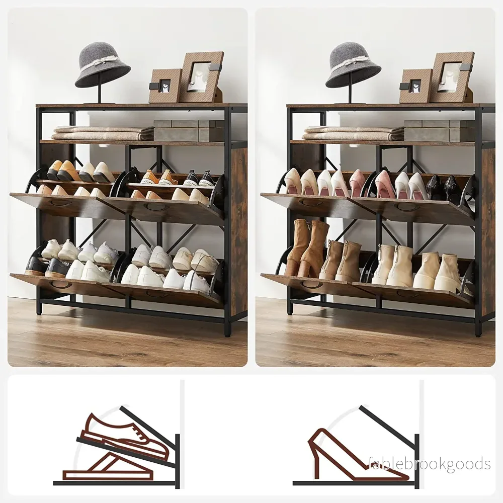 Skoskåp – 4 klaffar – Industri – Brun / Svart - Bild 3