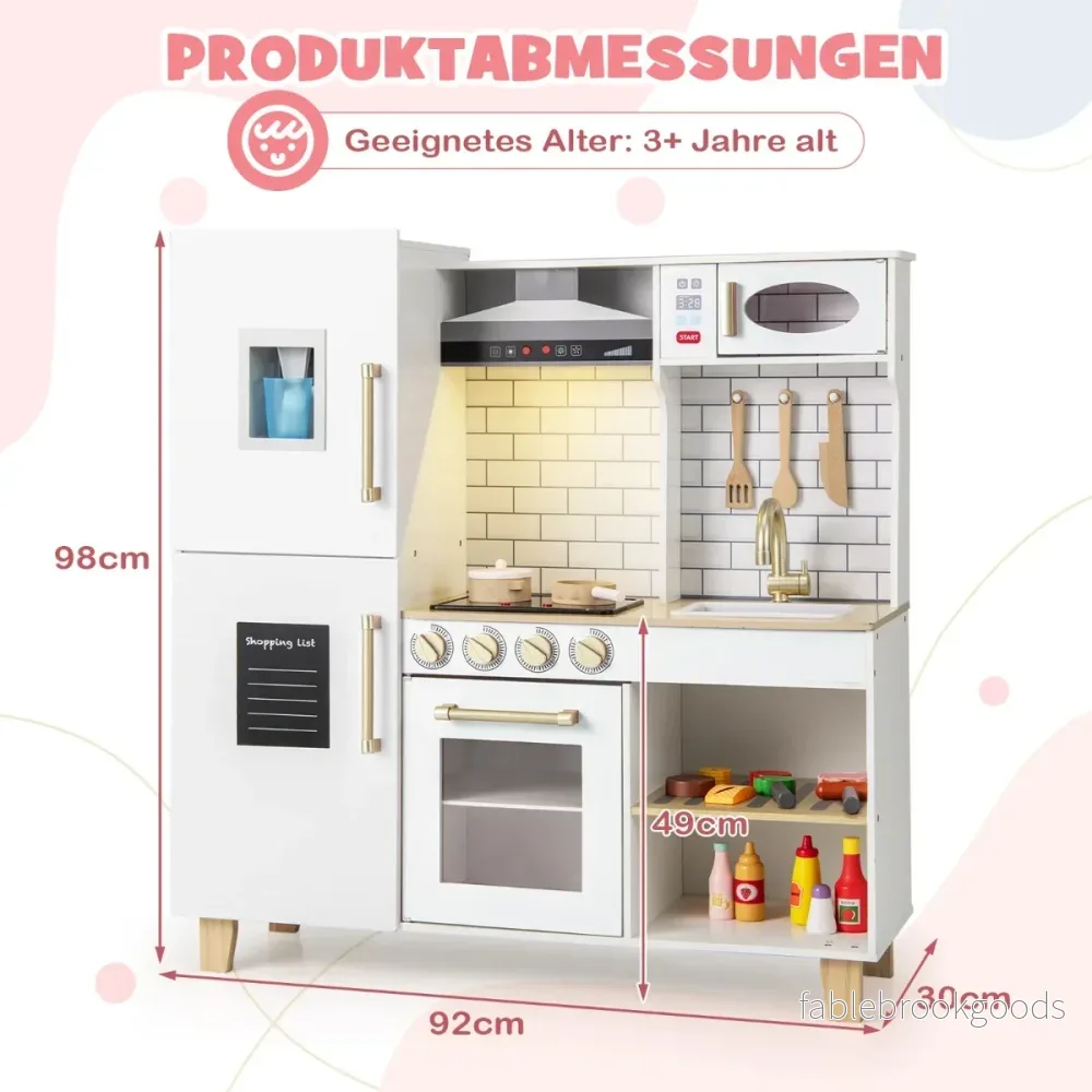 Barnkök – med glassmaskin, köksfläkt och tavla Lekskök Träkök Vitt – Vit - Bild 2