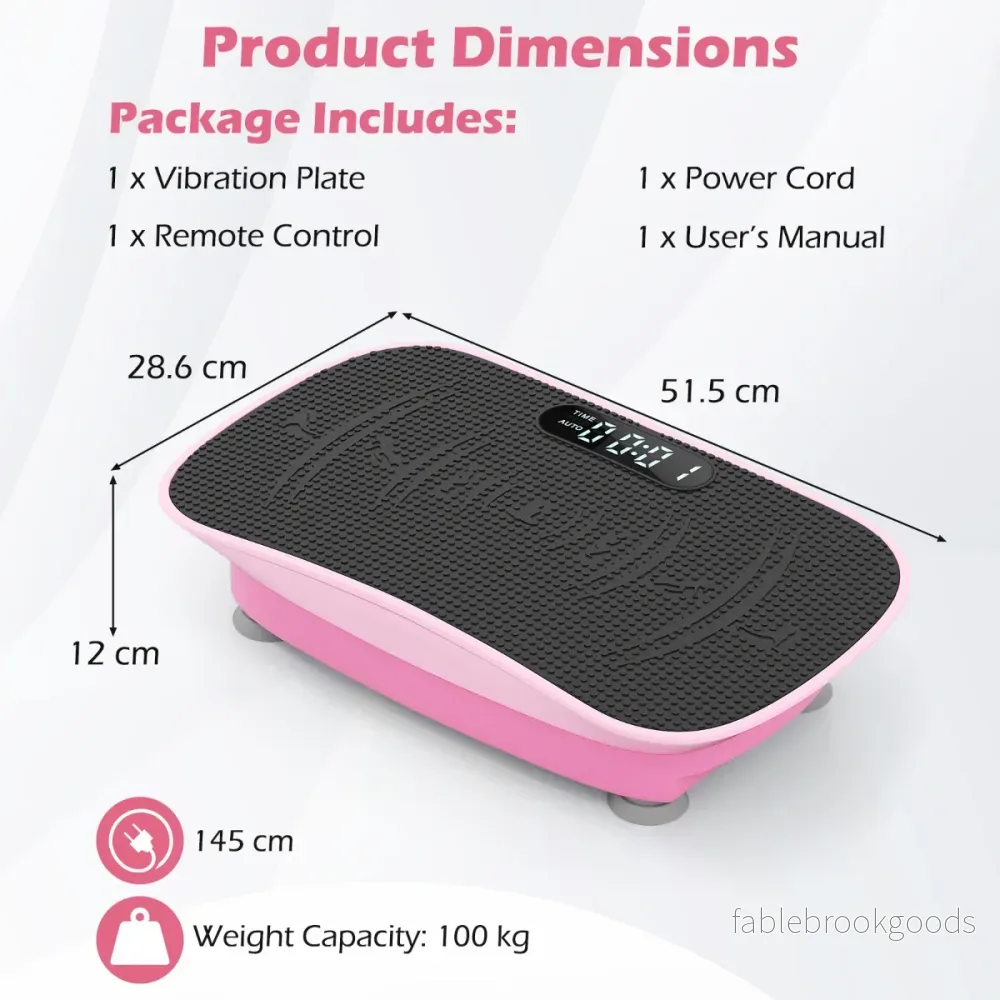 Vibrationsplatta – med Hastighetsnivåer och Fjärrkontroll Vibrationstränare LED Display – 10 – Rosa - Bild 2