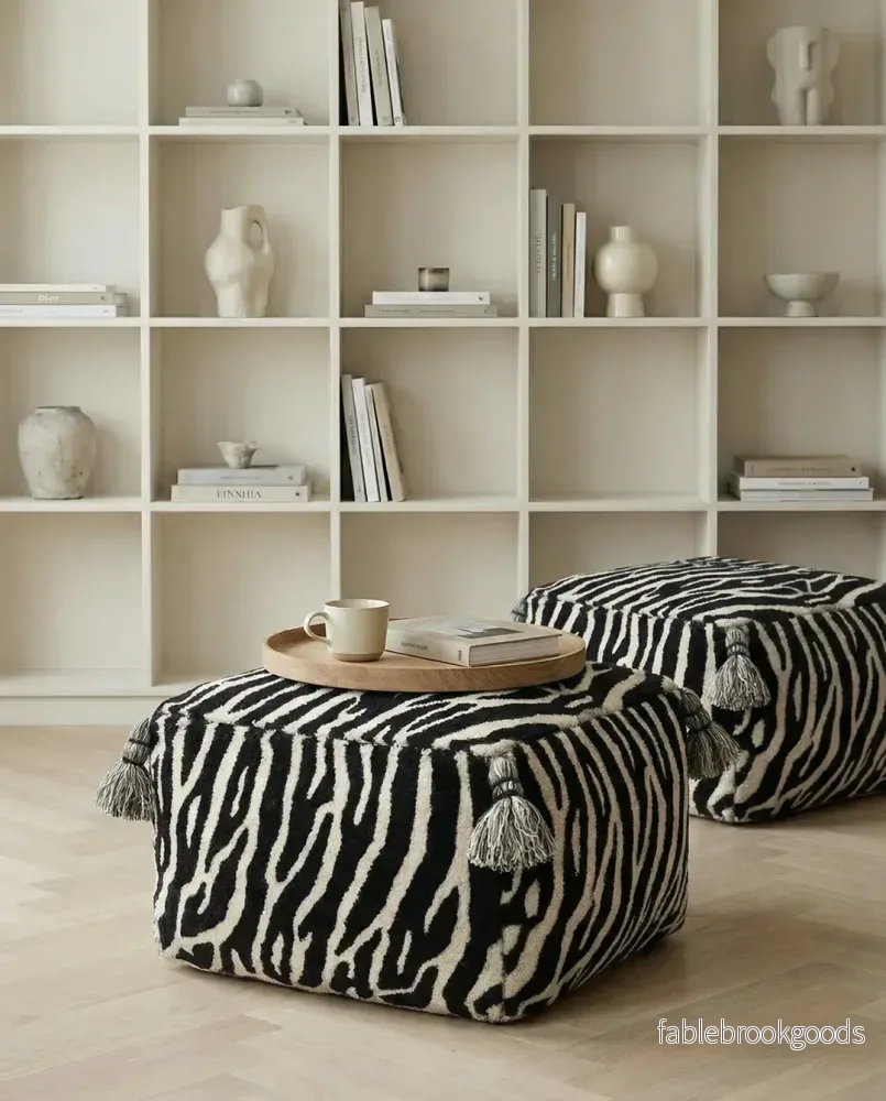 Puff Zebra Svart/Vit - Bild 3