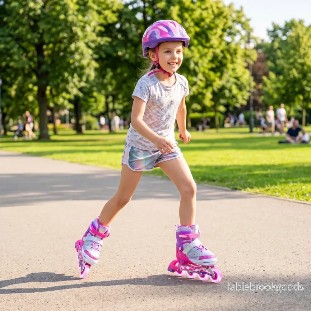 Inlineskor – För Barn Skater Storlekar Justerbara Med Lysande Hjul M – 4 – Rosa - Bild 2