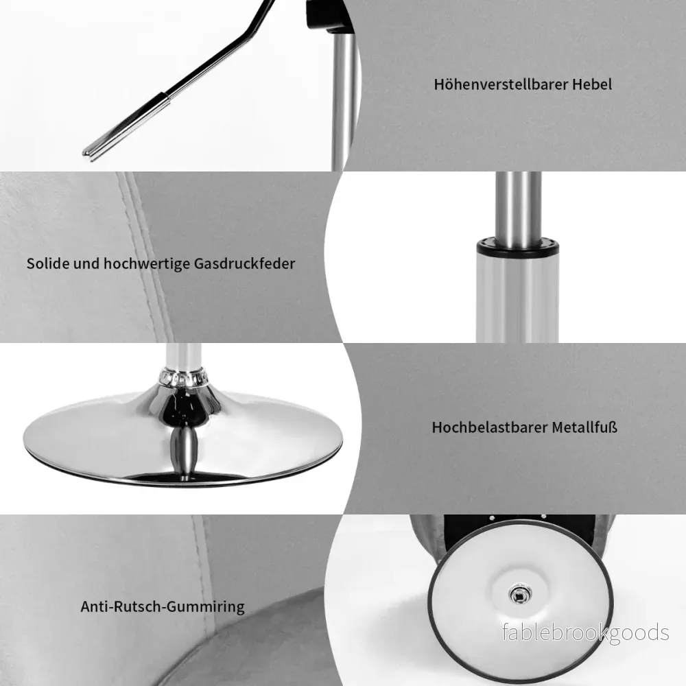Swivel – Velvet Chair Höjdjusterbar barpall med runt ryggstöd och elastisk sits – Grå - Bild 3