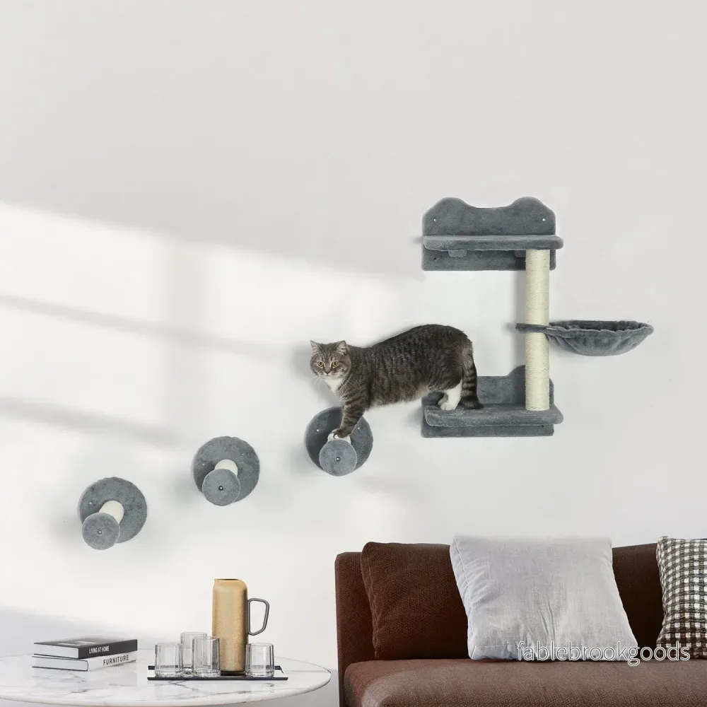 Kattträd med hopptorn, 3 skrapstolpar, hängmatta - Bild 2