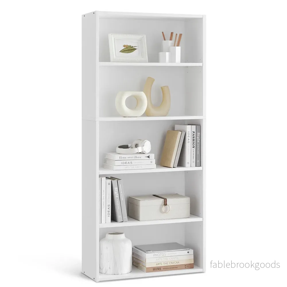 Boekenkast – 5 Planken – Verstelbare Planken – 134 cm – Wolkenwit