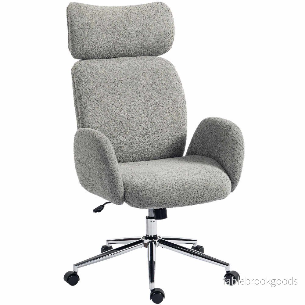 Ergonomisk kontorsstol, justerbart nackstöd, lutning, mörkgrå