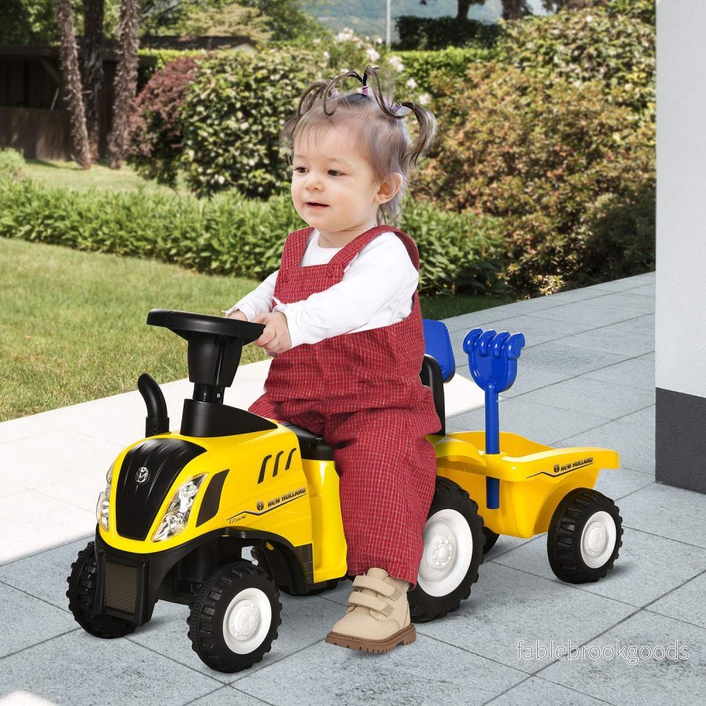 Gul åktraktor med släp och horn för barn - Bild 2