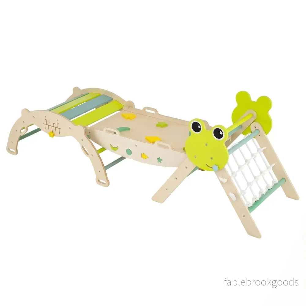 pack – Klätterställning Ihopfällbar Klättertriangel med Klätterbåge och Rutsch Frosch Steg – 3 – Grön