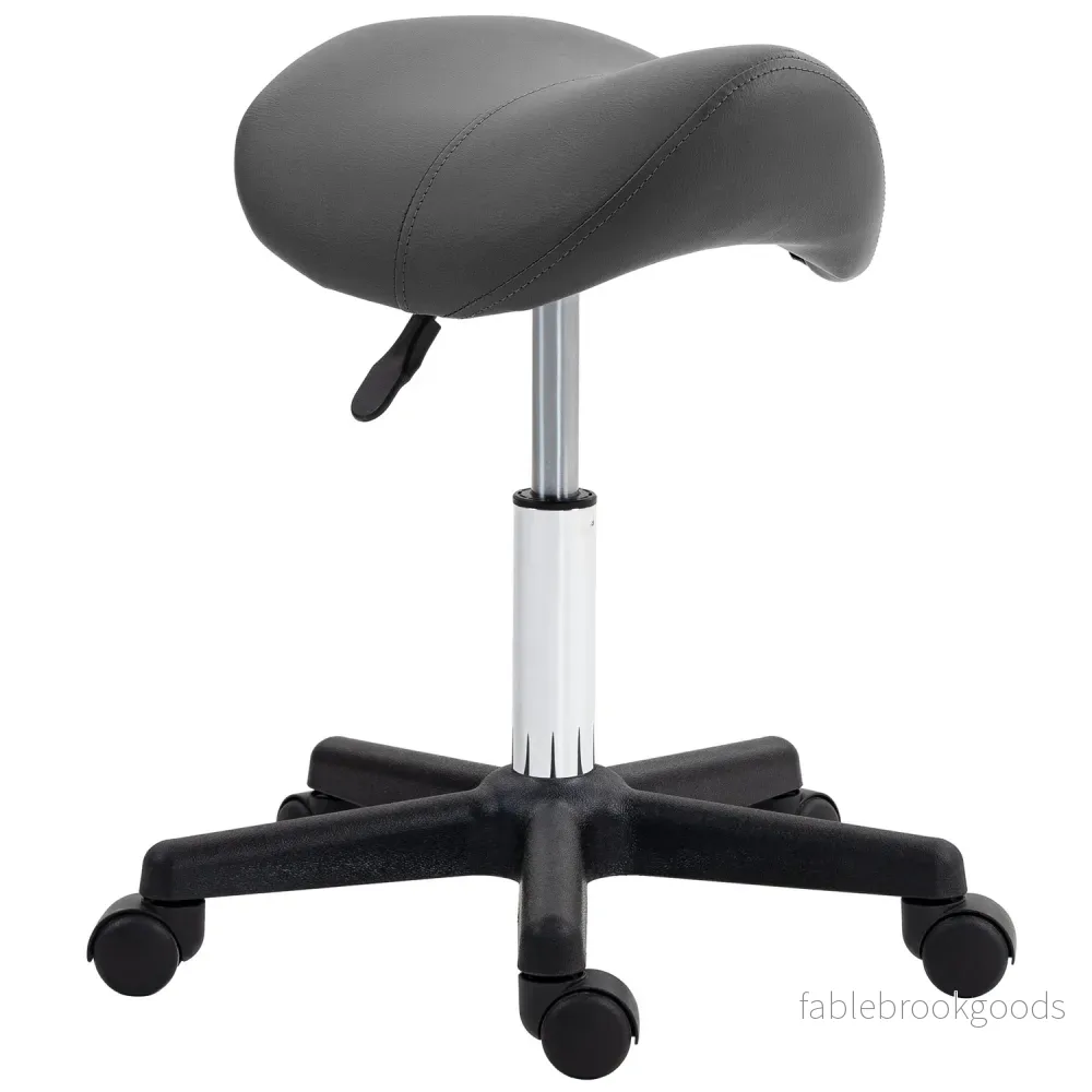 Justerbar sadelpall, svart konstläder, kapacitet 120 kg