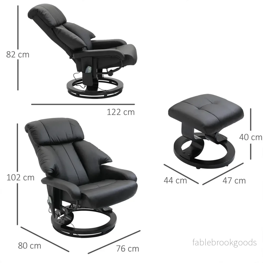 Elektrisk massagestol med fotpall – Svart - Bild 3