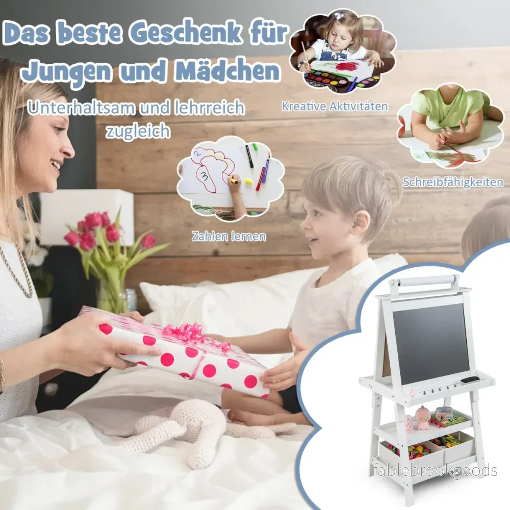 i – barnstafli dubbelsidig whiteboard och svarta tavla ritpapper ståbräda – 3 1 – Vit - Bild 2