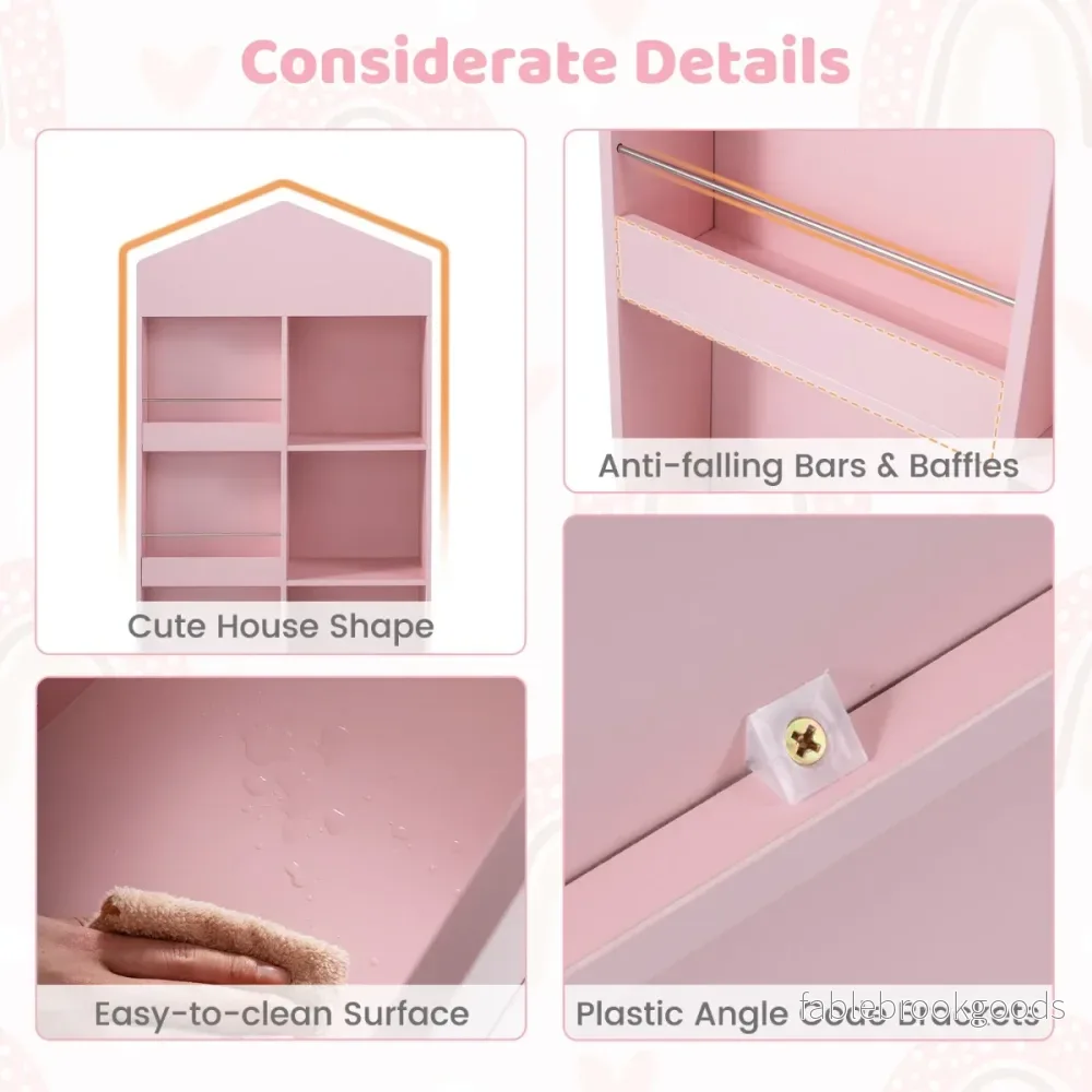 Montessori – barnhylla bokhylla trä och leksaksförvaring – 116 cm – Rosa - Bild 3