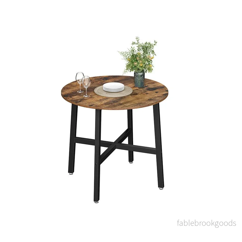 Runt matbord – Industriell design – Vintage brun/svart - Bild 2