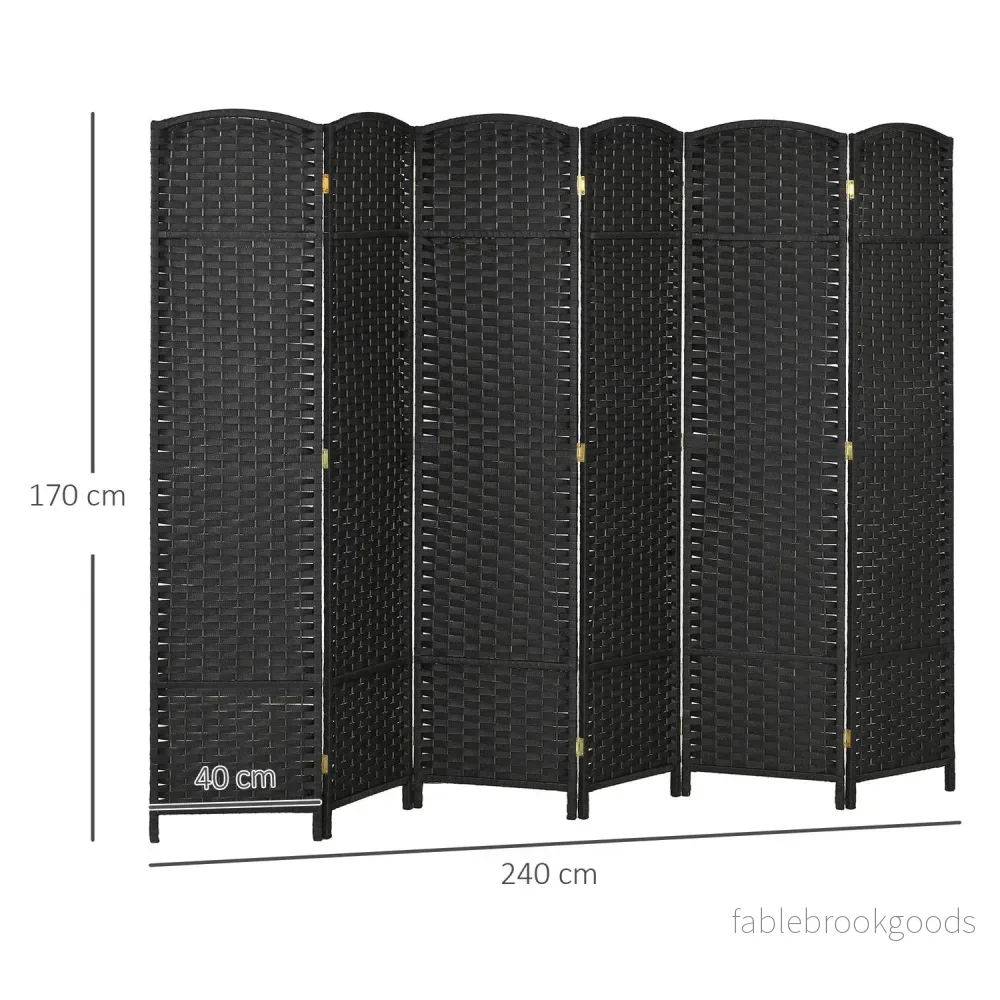 6-panels rumsavdelare, vikbar insynsskydd, insynsskydd för vardagsrum, sovrum, hemmakontor, svart - Bild 3