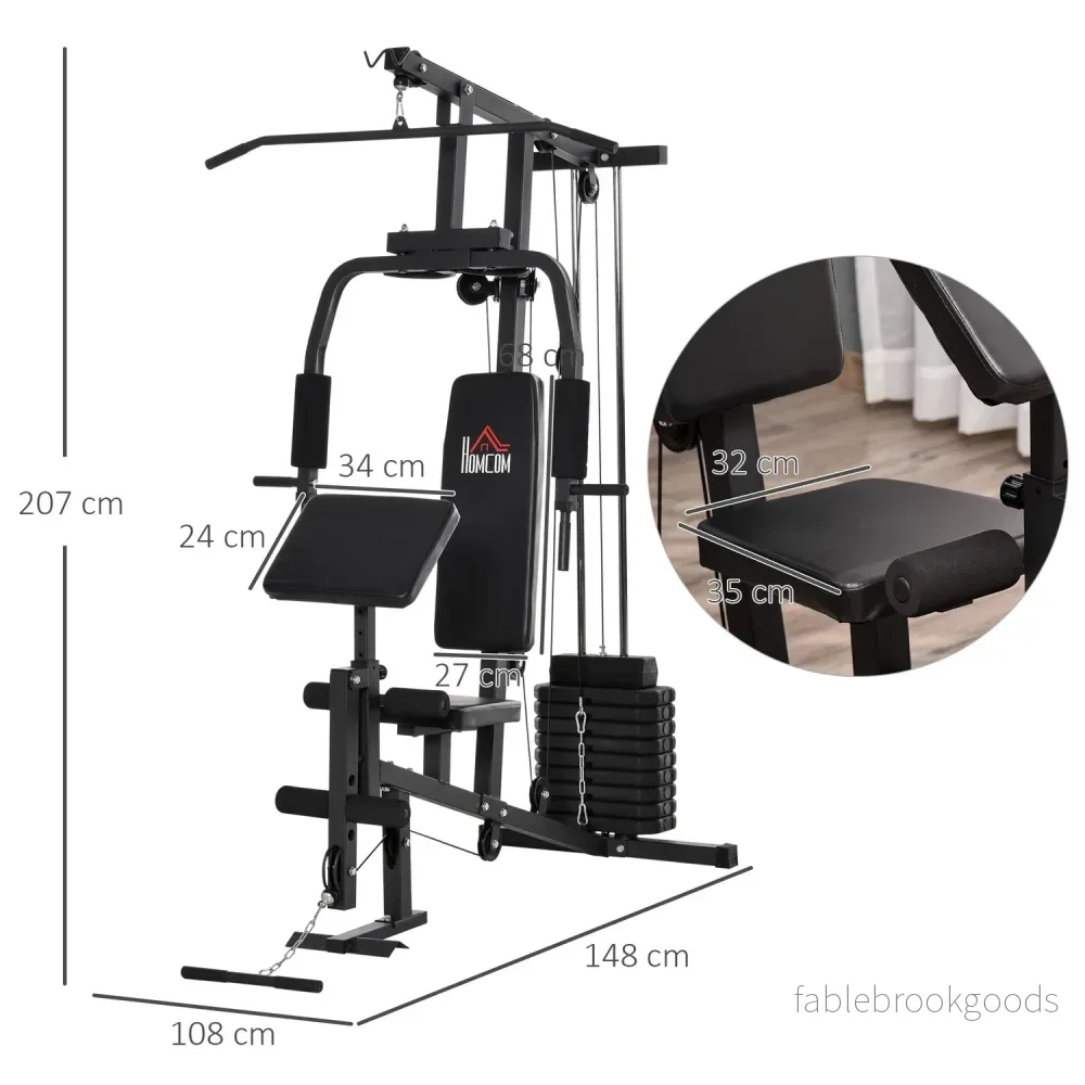 Multi-Gym Fitness Station med vikter och stoppning, svart - Bild 3