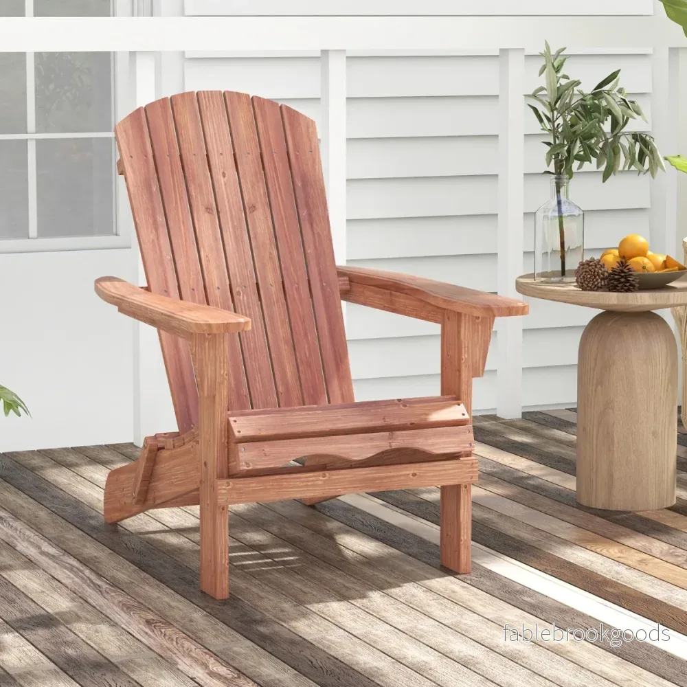 Set – med hopfällbara Adirondack stolar i trä bärförmåga – 2 180 kg – Brun - Bild 3